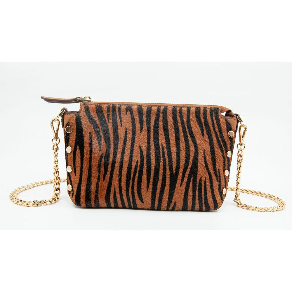 Taba Kadın Zebra Baskılı Deri Omuz Çantası - LEATINN LEATHER WEAR