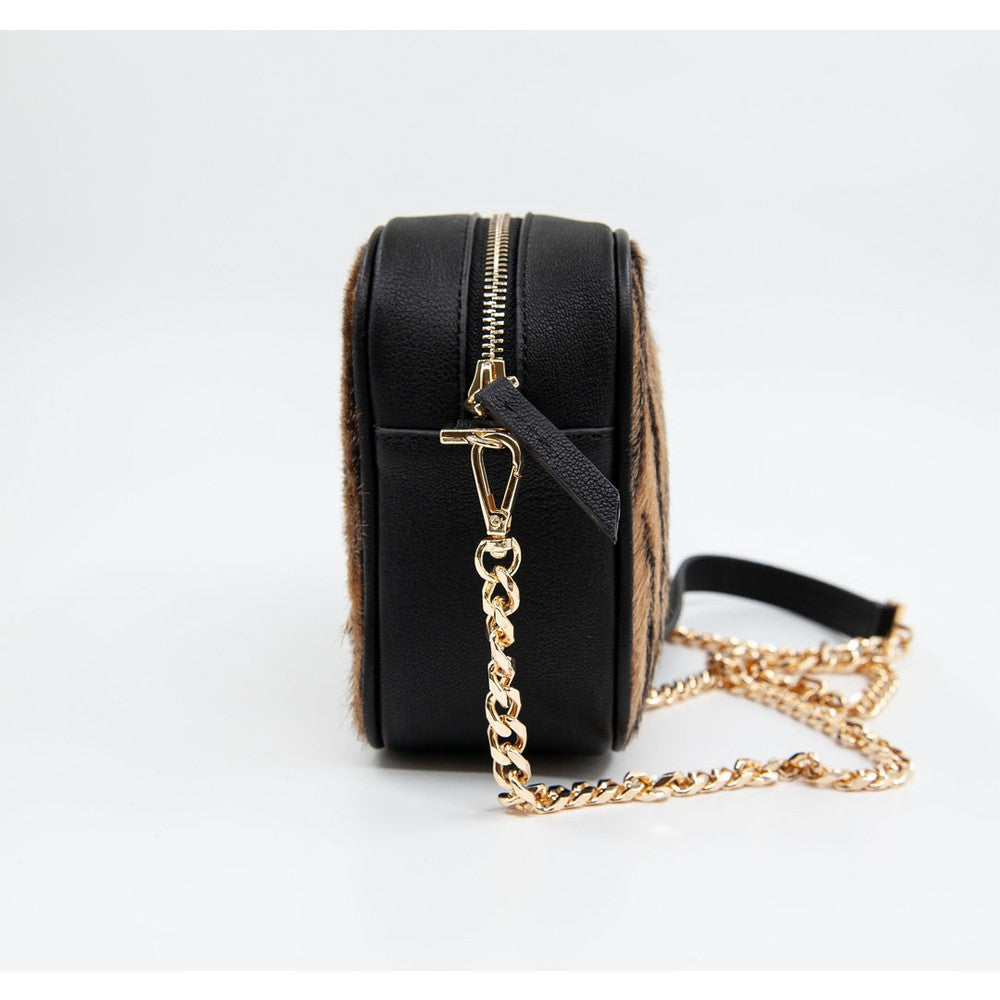 Açık Viski Kadın Zebra Baskılı Deri Omuz Çantası - LEATINN LEATHER WEAR