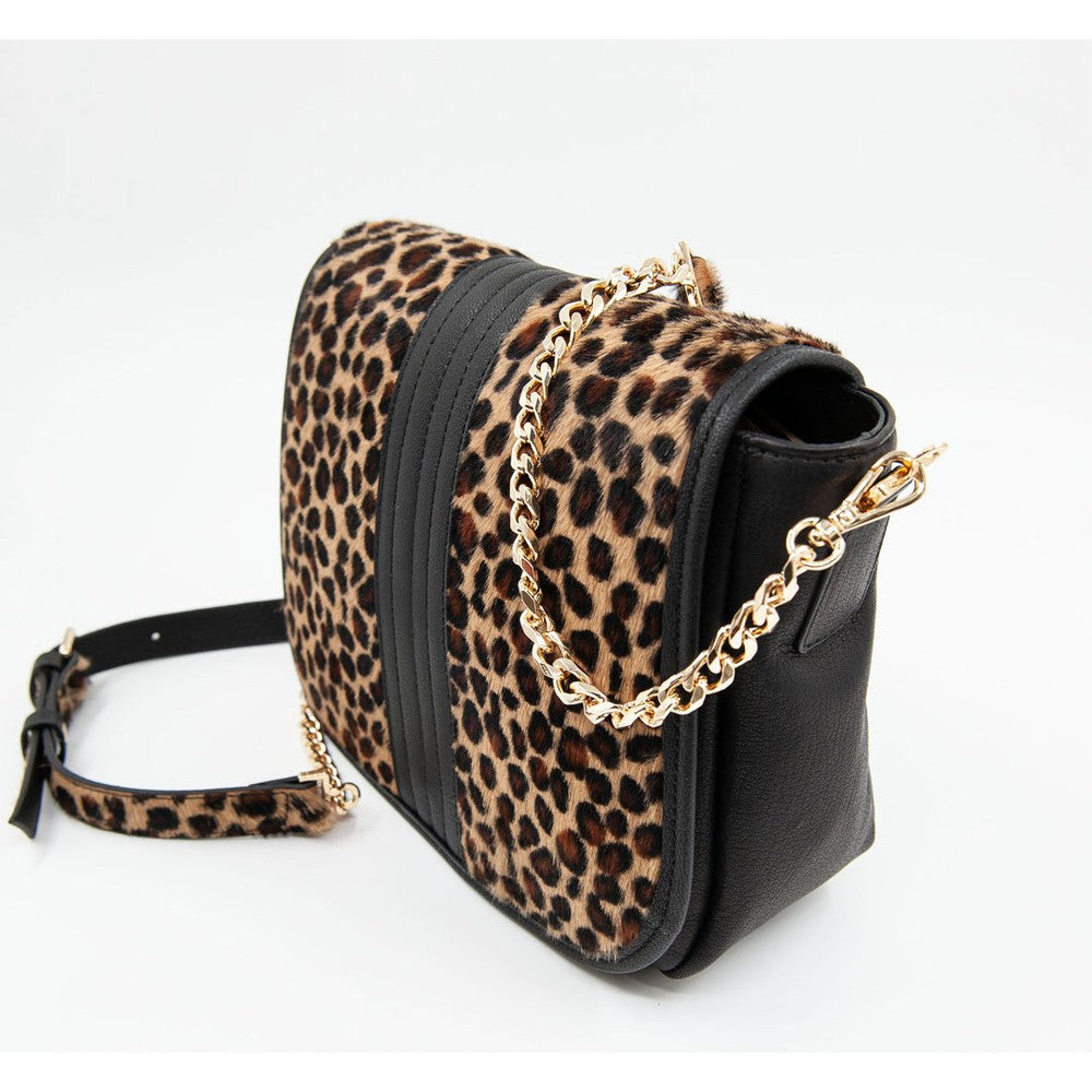 Açık Viski Kadın Leopar Baskılı Deri Omuz Çantası - LEATINN LEATHER WEAR