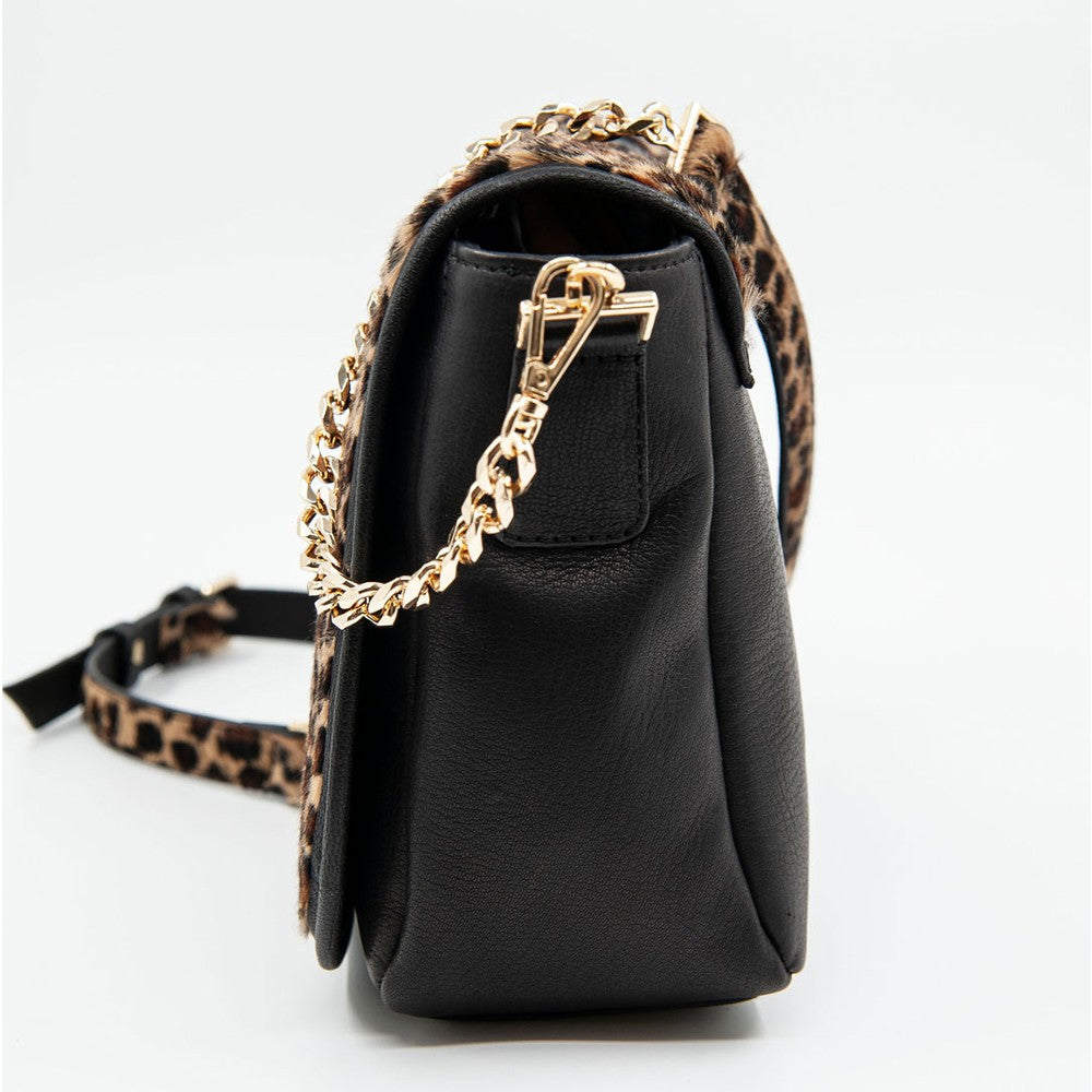 Açık Viski Kadın Leopar Baskılı Deri Omuz Çantası - LEATINN LEATHER WEAR