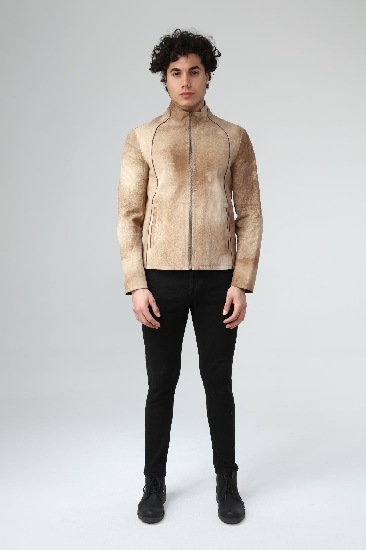 Camel Eskitme Erkek Deri Ceket - LEATINN LEATHER WEAR