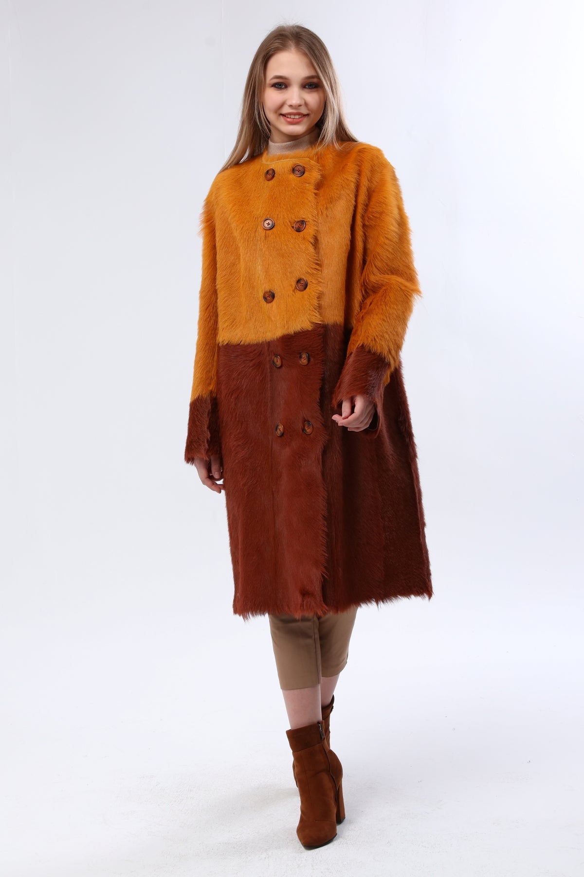 Hardal Kadın Deri Kaban - LEATINN LEATHER WEAR