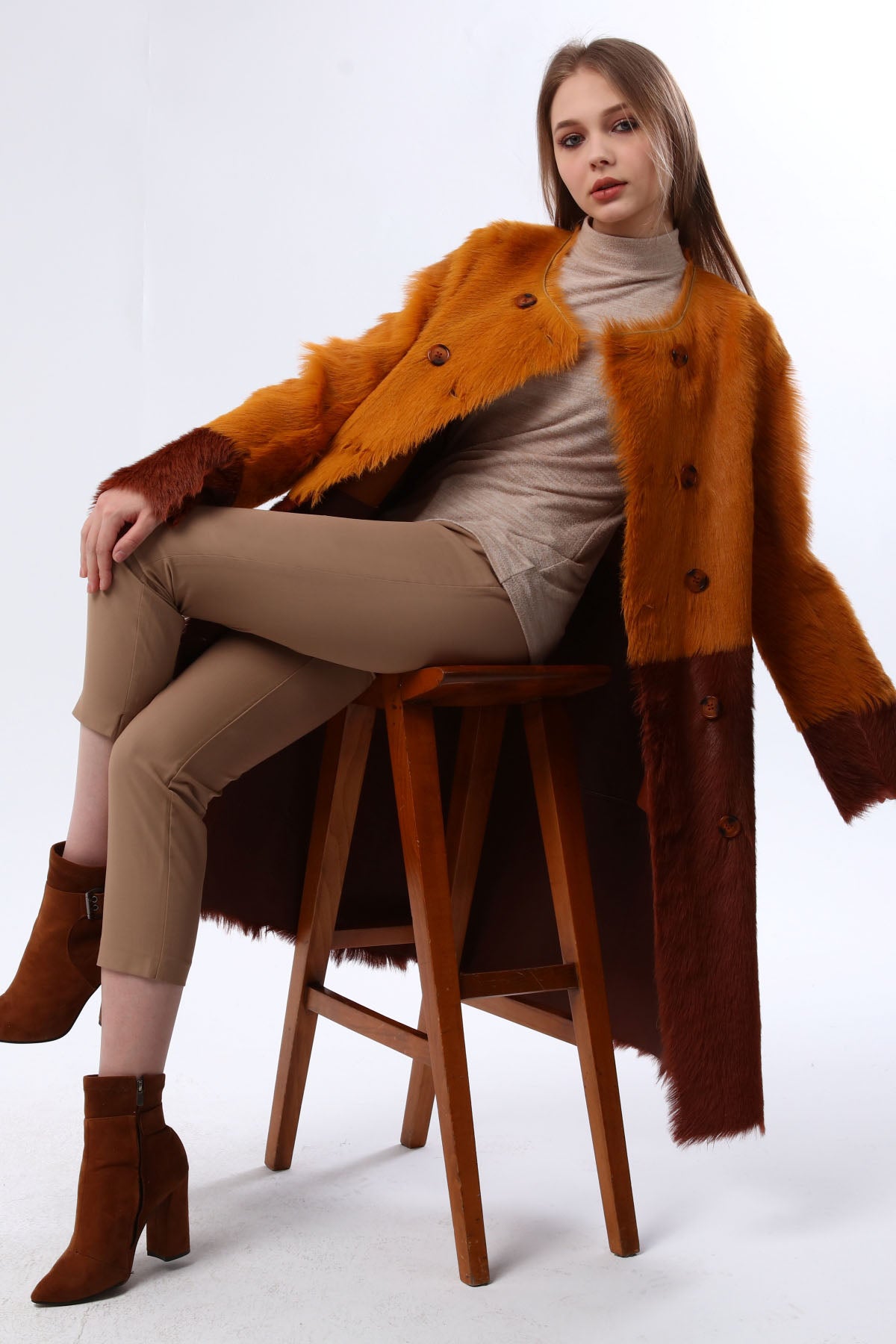 Hardal Kadın Deri Kaban - LEATINN LEATHER WEAR