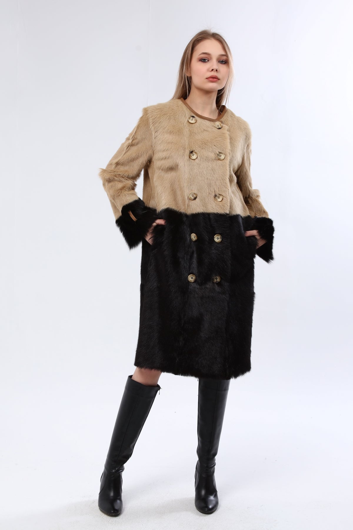 Siyah Kadın Deri Kaban - LEATINN LEATHER WEAR