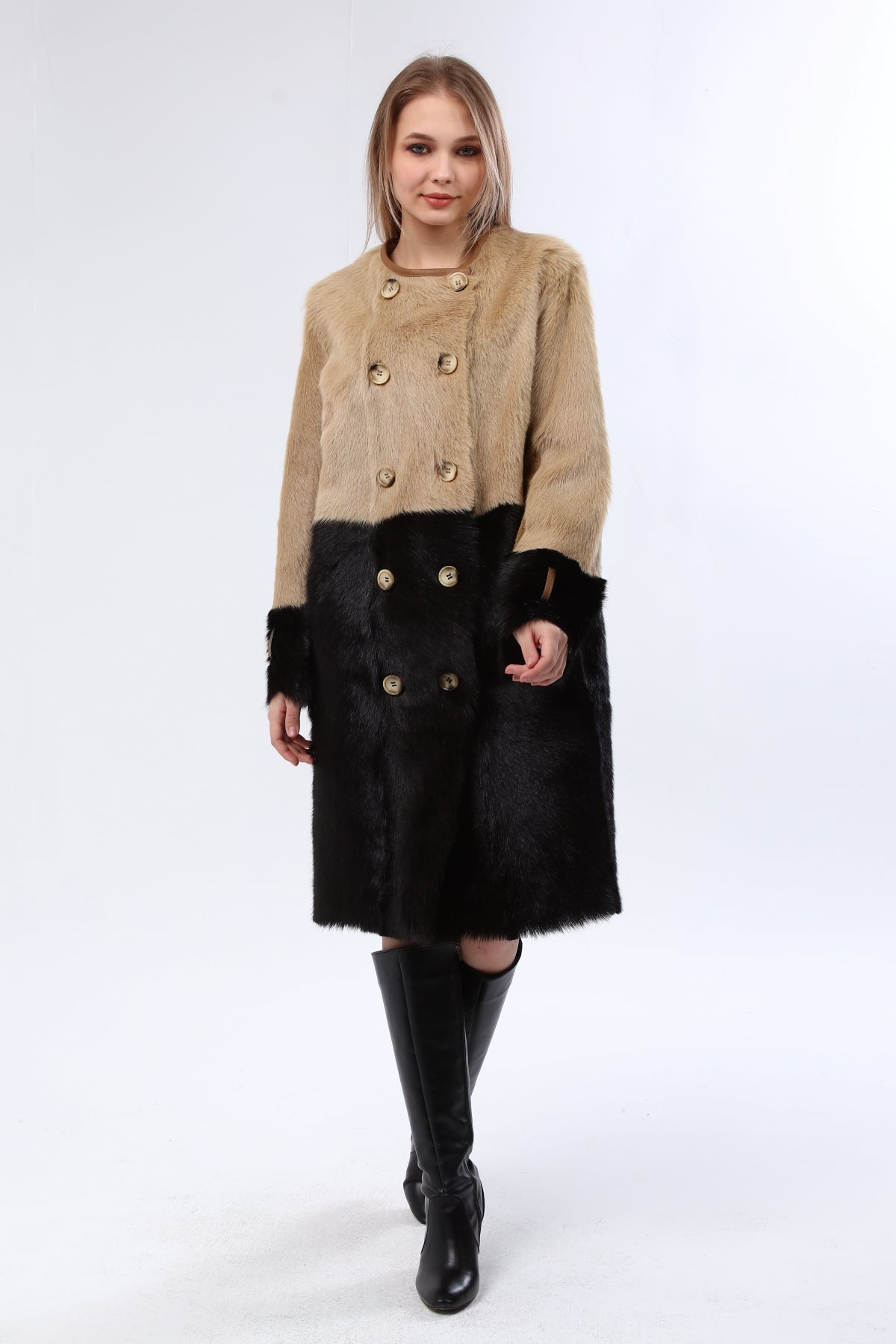 Siyah Kadın Deri Kaban - LEATINN LEATHER WEAR