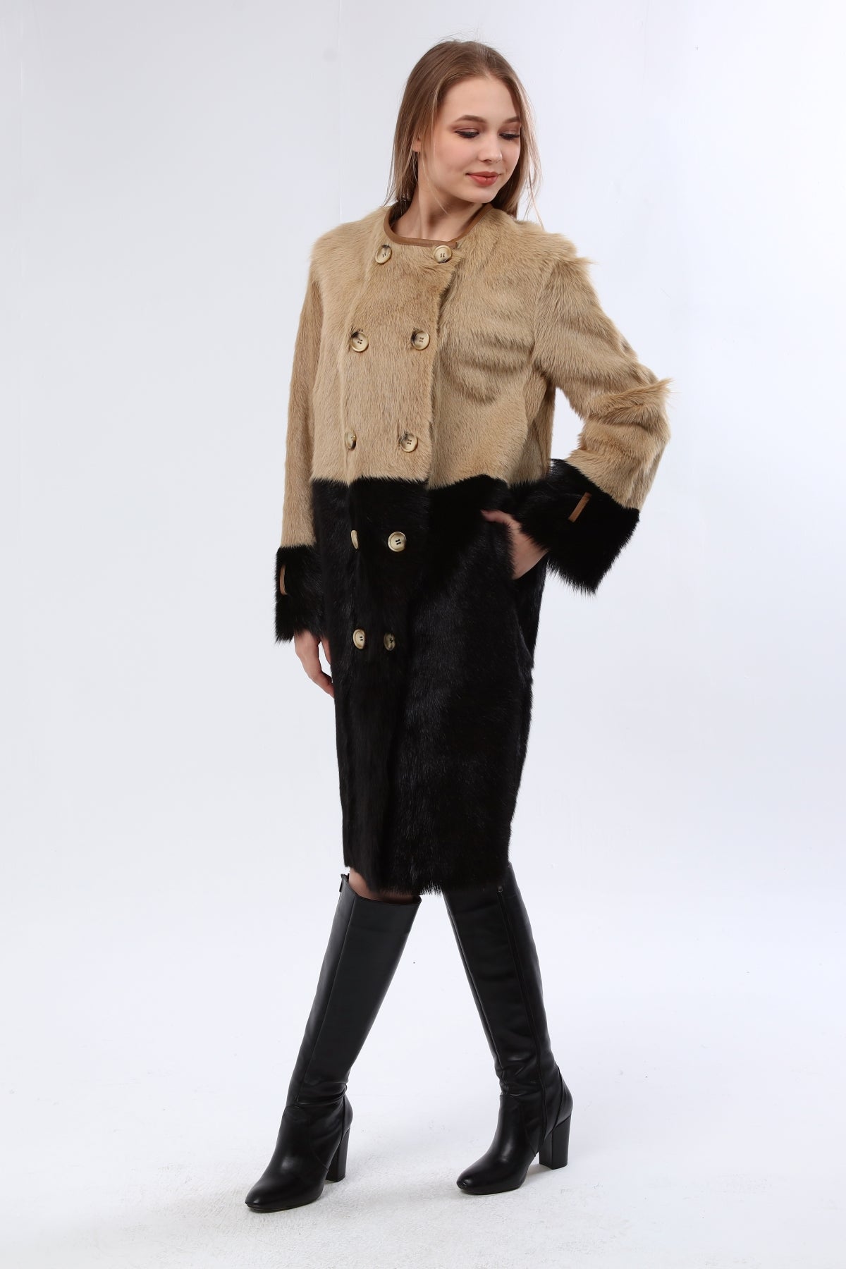 Siyah Kadın Deri Kaban - LEATINN LEATHER WEAR