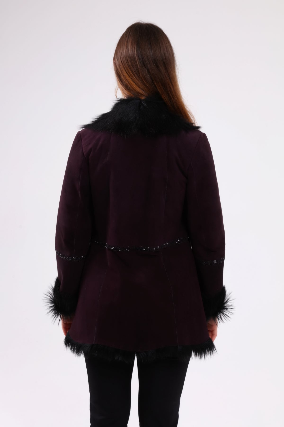 Mürdüm Kadın Süet Deri Kaban - LEATINN LEATHER WEAR