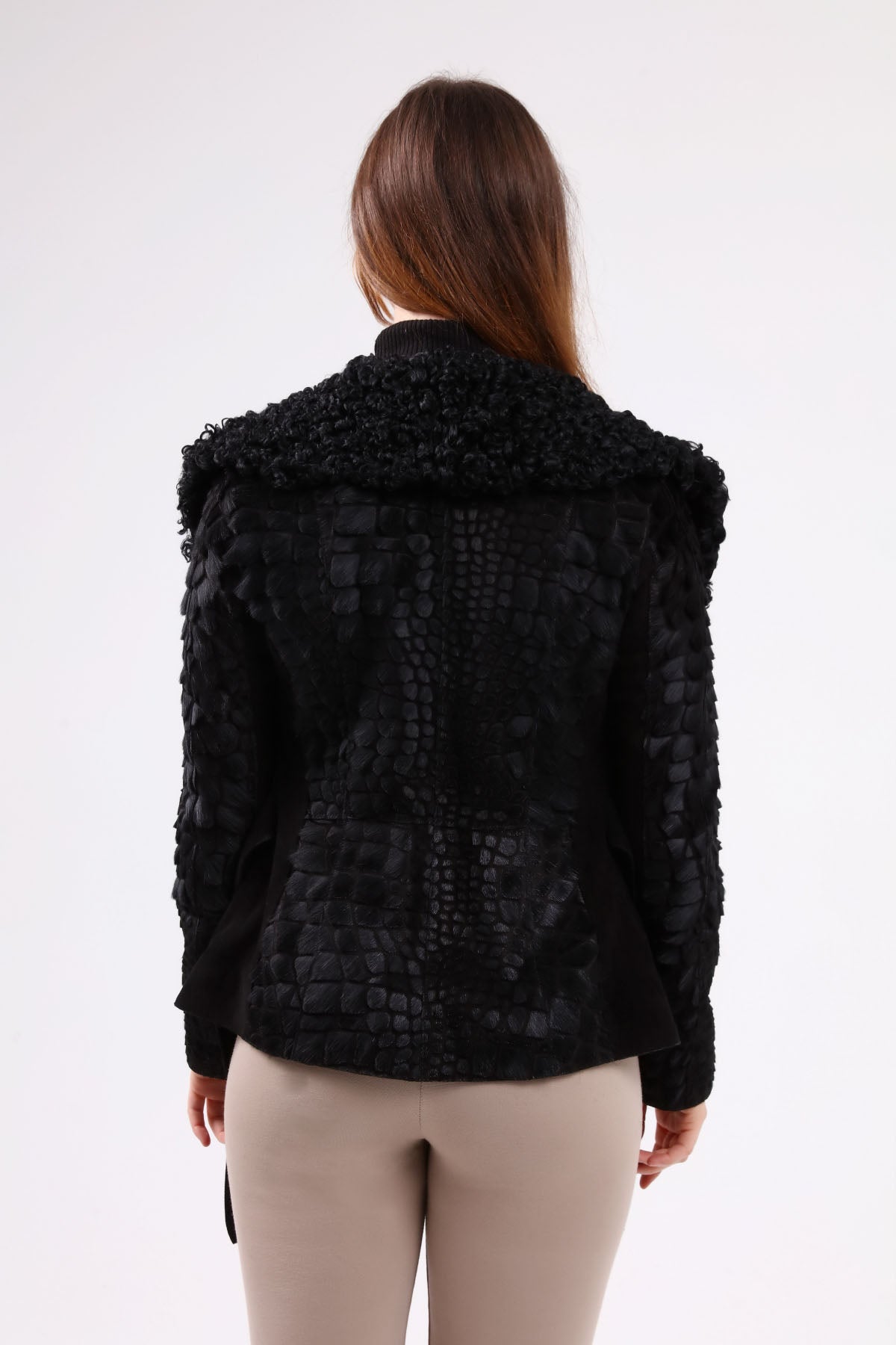 Siyah Kadın Cavallino Deri Ceket - LEATINN LEATHER WEAR