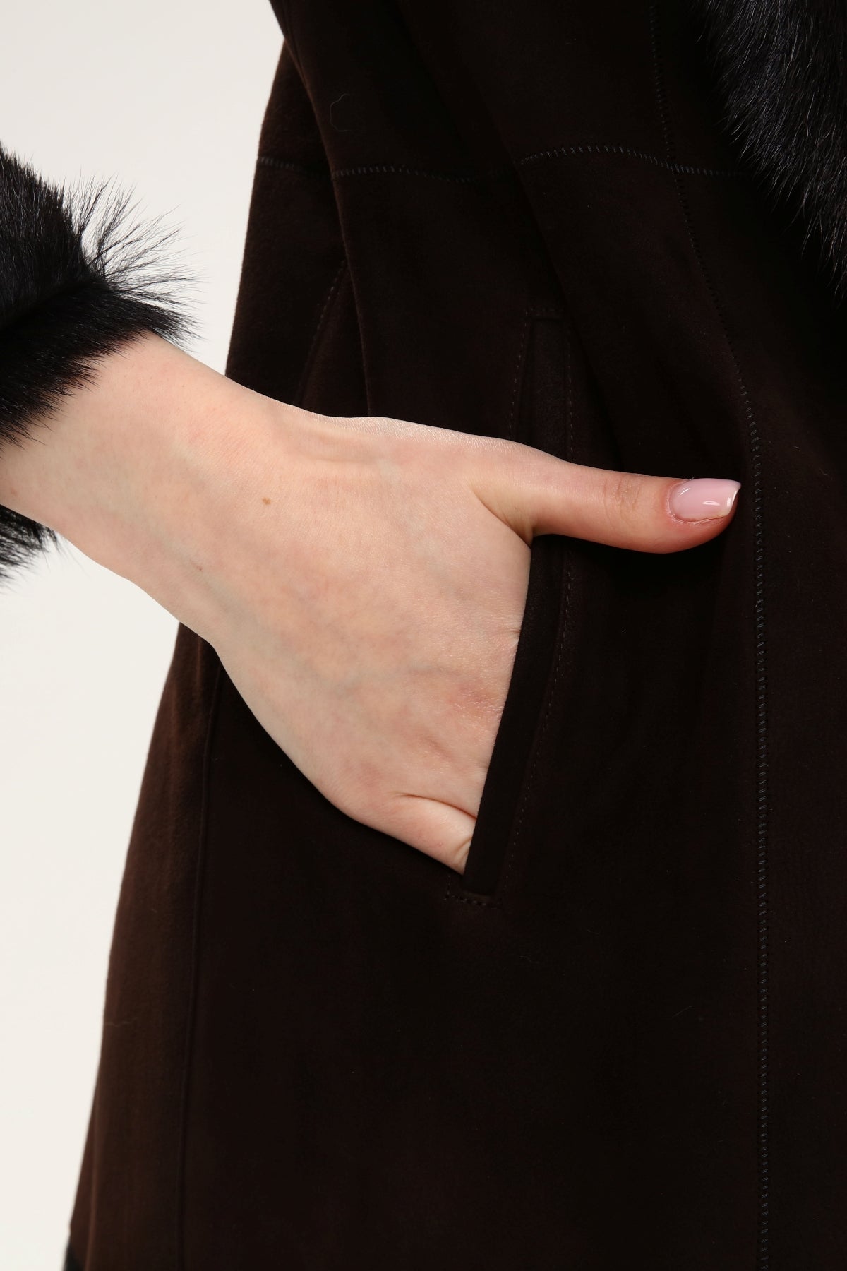 Kahve Kadın Süet Deri Kaban - LEATINN LEATHER WEAR