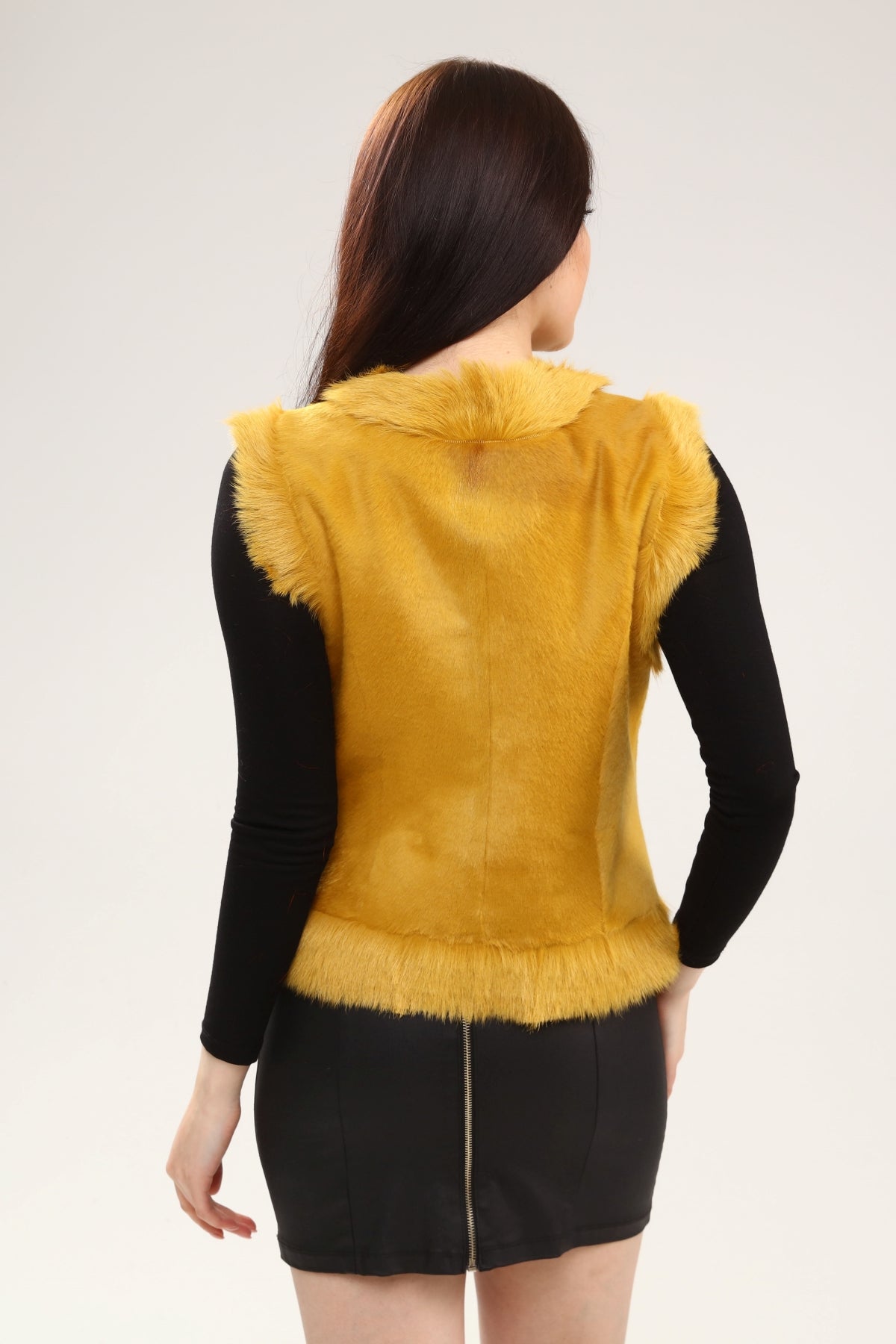 Sarı Kadın Deri Yelek - LEATINN LEATHER WEAR