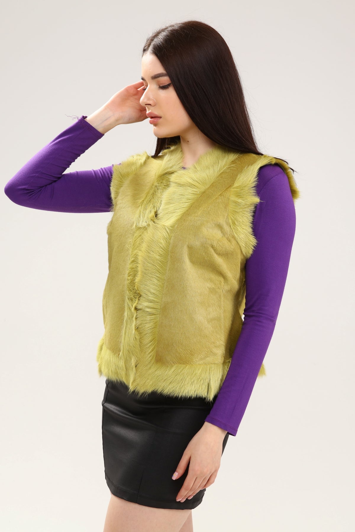 Yeşil Kadın Deri Yelek - LEATINN LEATHER WEAR