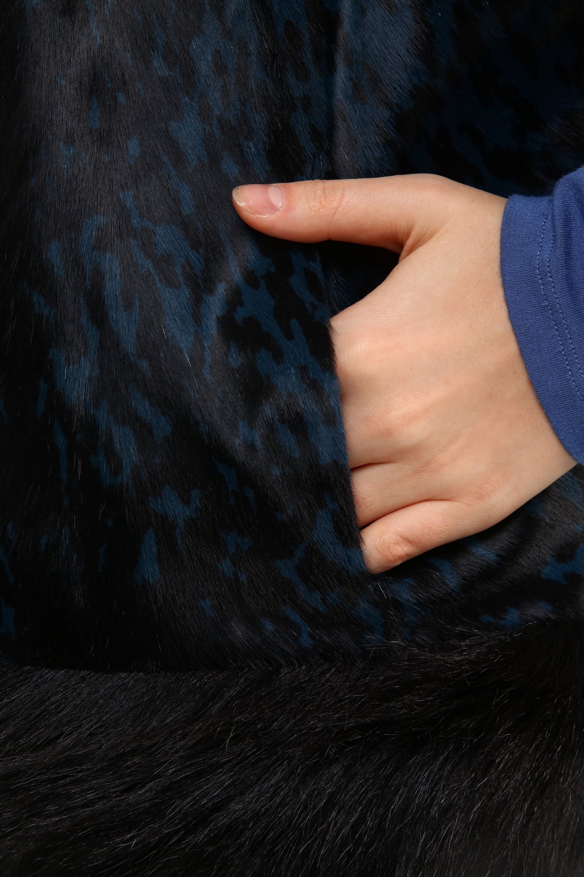 Mavi Kadın Desenli Deri Yelek - LEATINN LEATHER WEAR