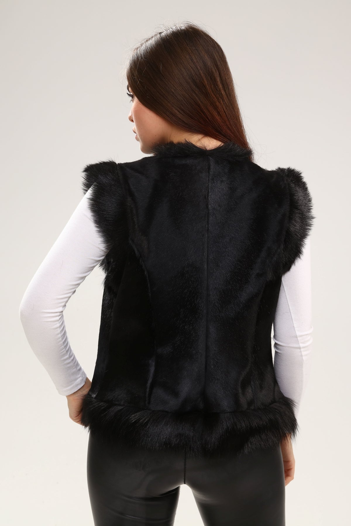 Siyah Kadın Deri Yelek - LEATINN LEATHER WEAR