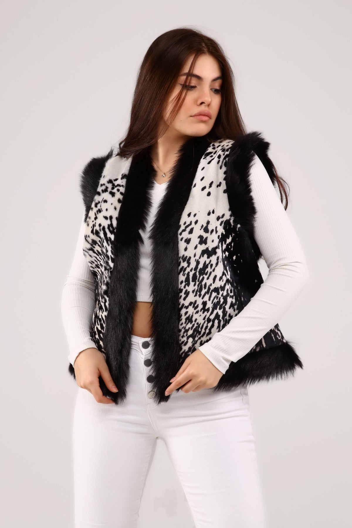 White Women's Patterned Leather Vest – LEATINN DERİ GİYİM, DERİ