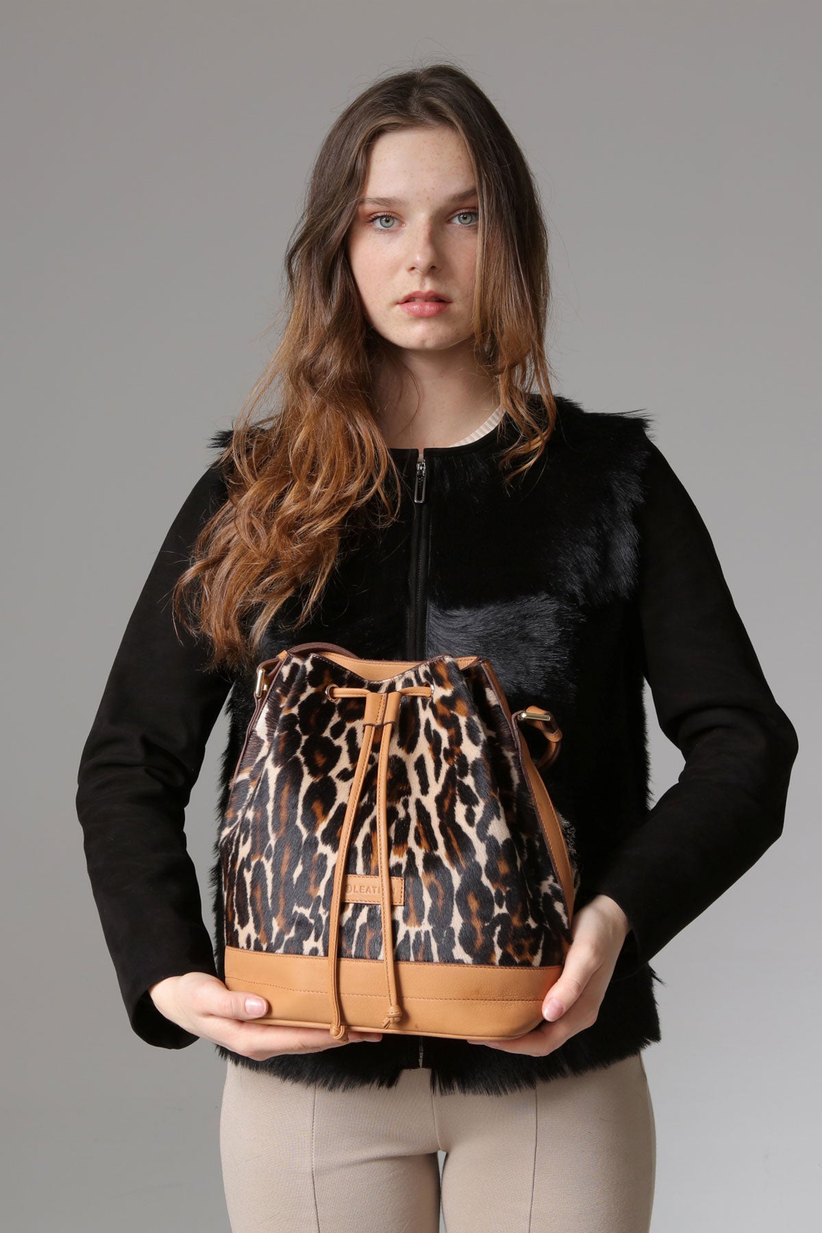 Taba Kadın Leopar Baskılı Torba Deri Çanta - LEATINN LEATHER WEAR