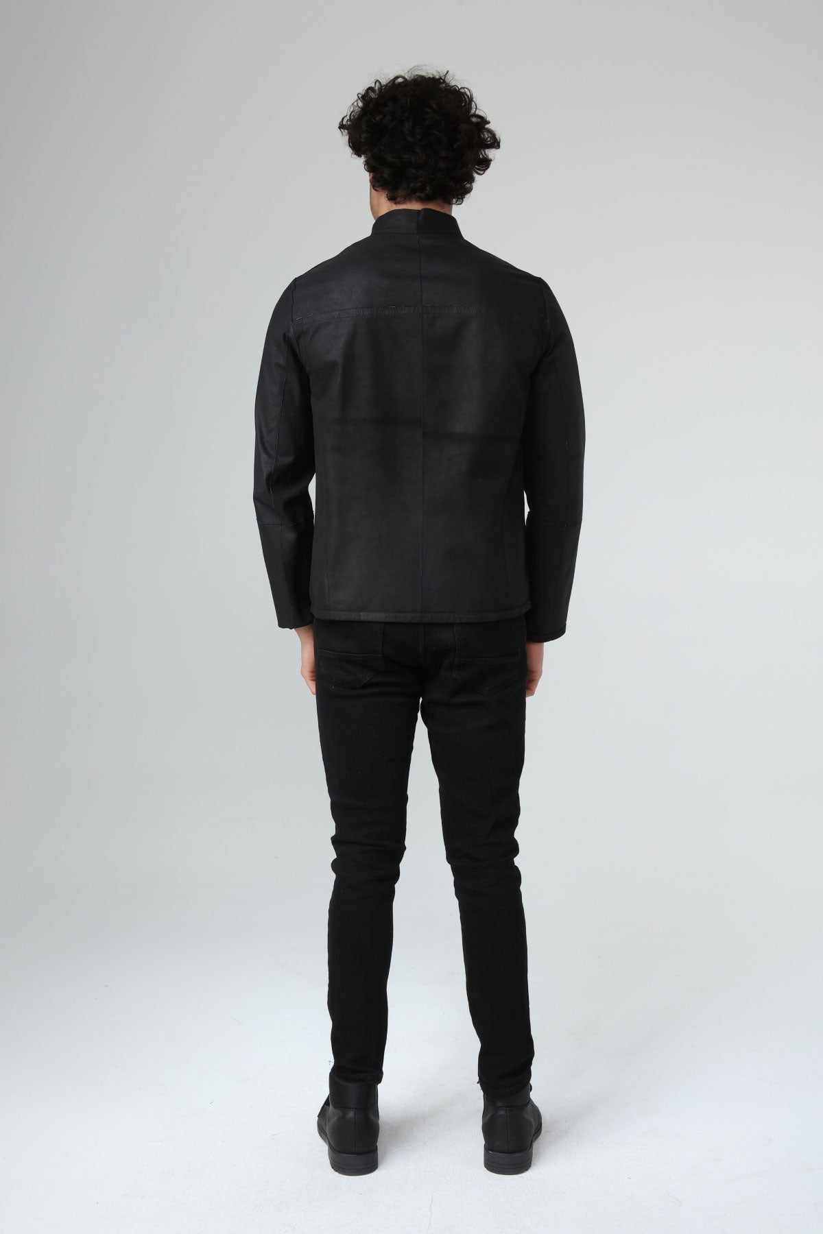 Lacivert Erkek Eskitme Deri Ceket - LEATINN LEATHER WEAR