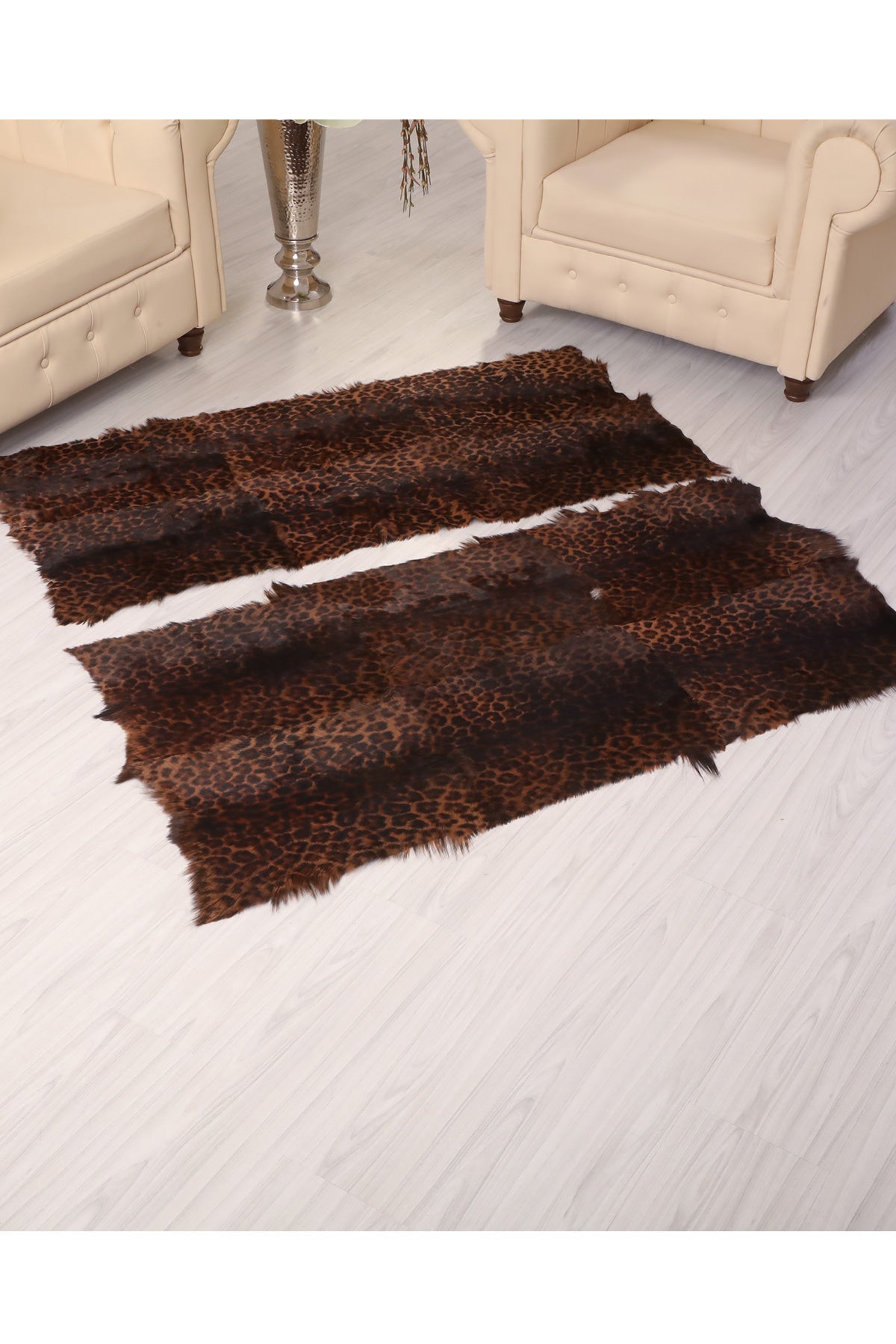 Leopar Desenli Deri Yolluk Halı - LEATINN LEATHER WEAR