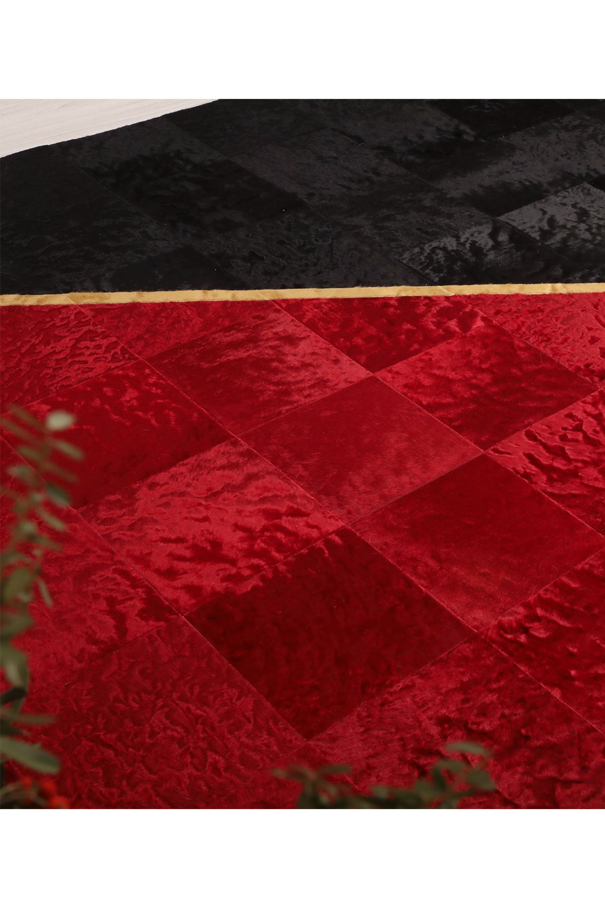 Altın Varaklı Renkli Deri Halı - LEATINN LEATHER WEAR