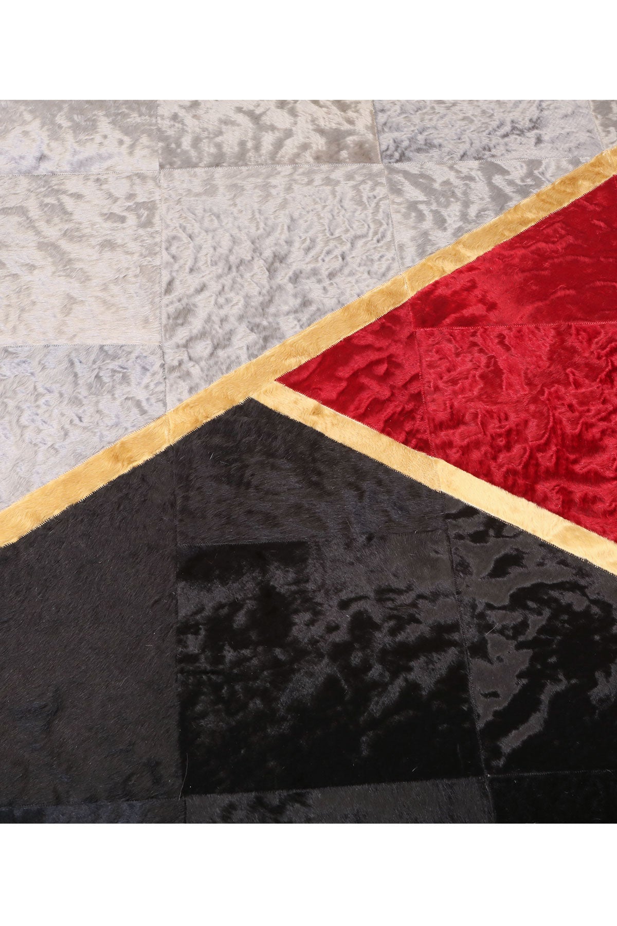 Altın Varaklı Renkli Deri Halı - LEATINN LEATHER WEAR