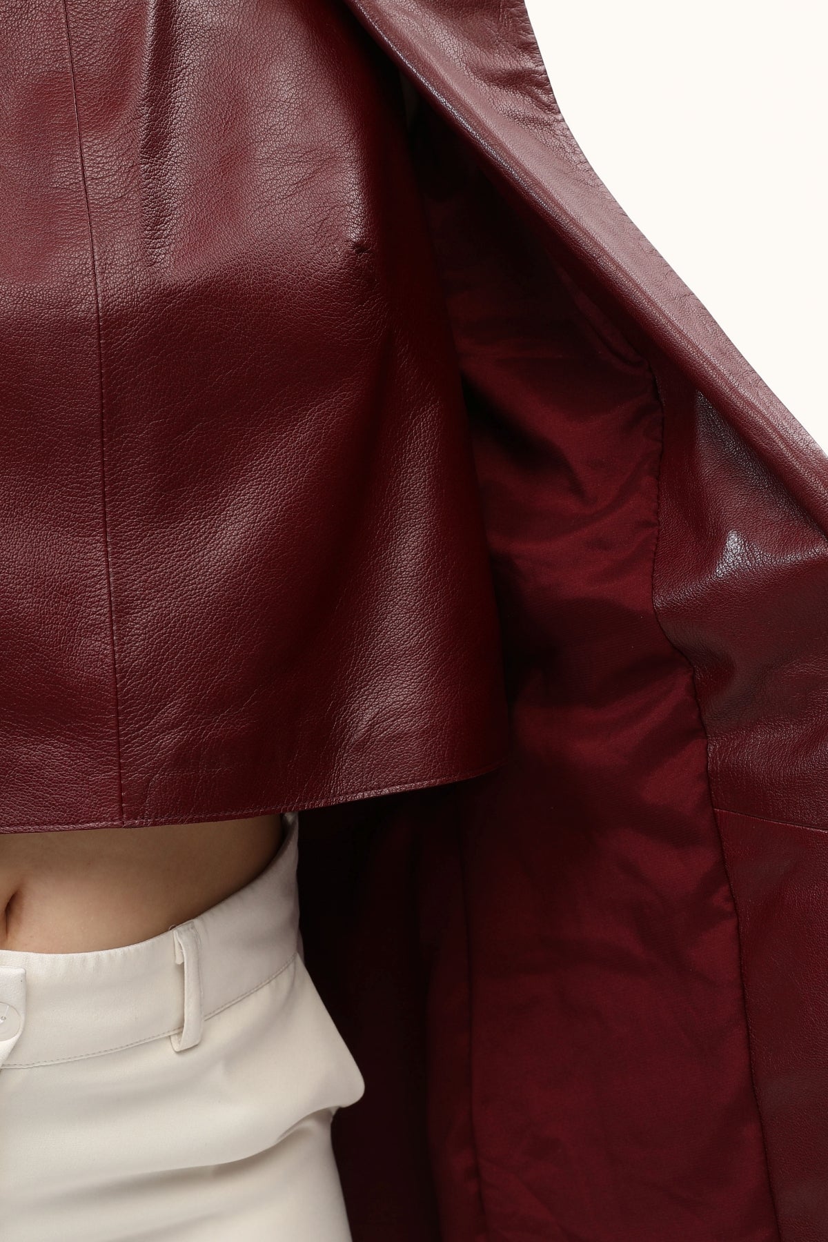 Bordo Kadın Blazer Deri Ceket