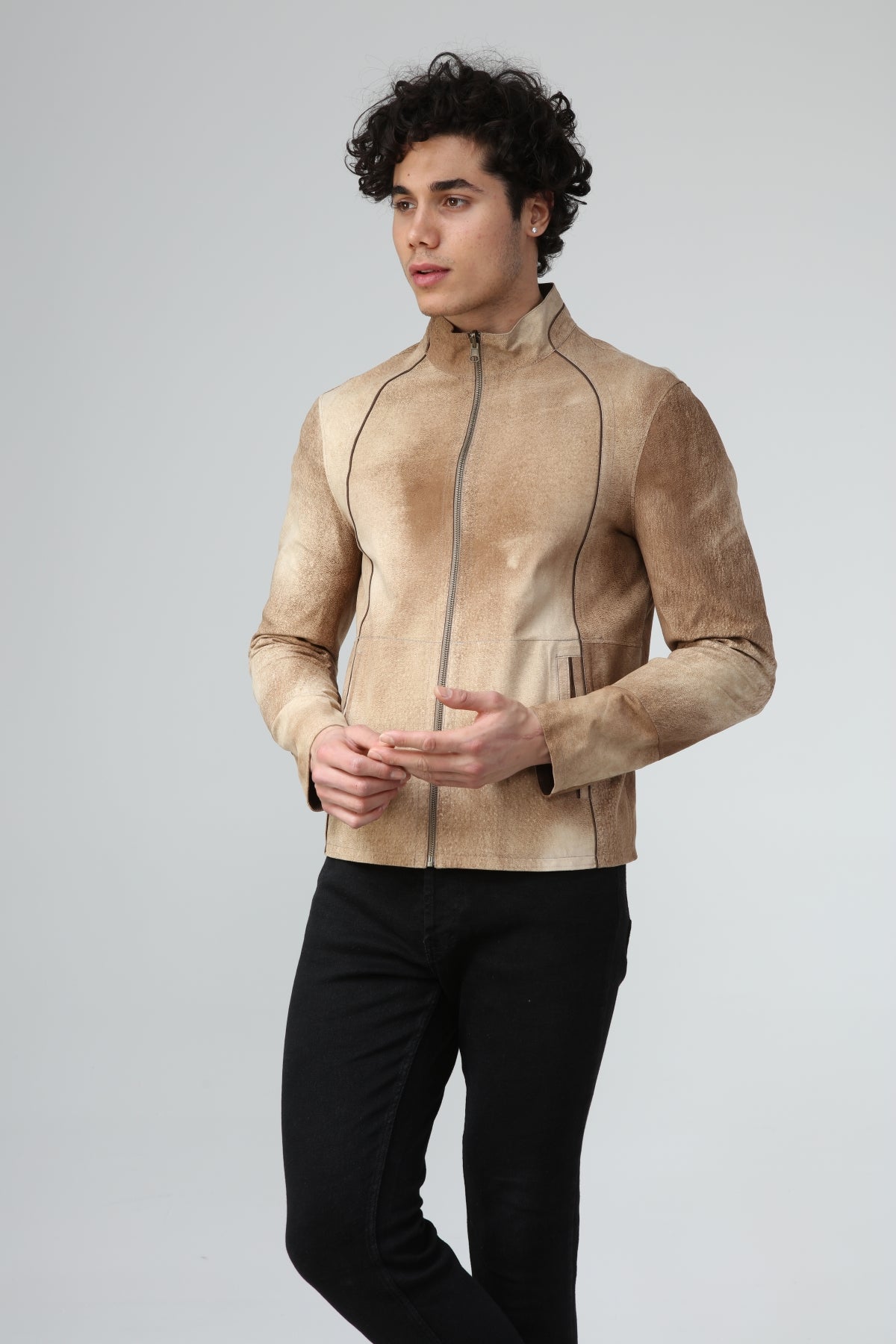 Camel Eskitme Erkek Deri Ceket - LEATINN LEATHER WEAR