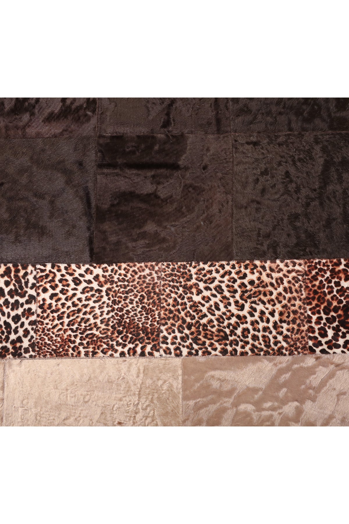 Leopar Baskı Kahve Deri Halı - LEATINN LEATHER WEAR