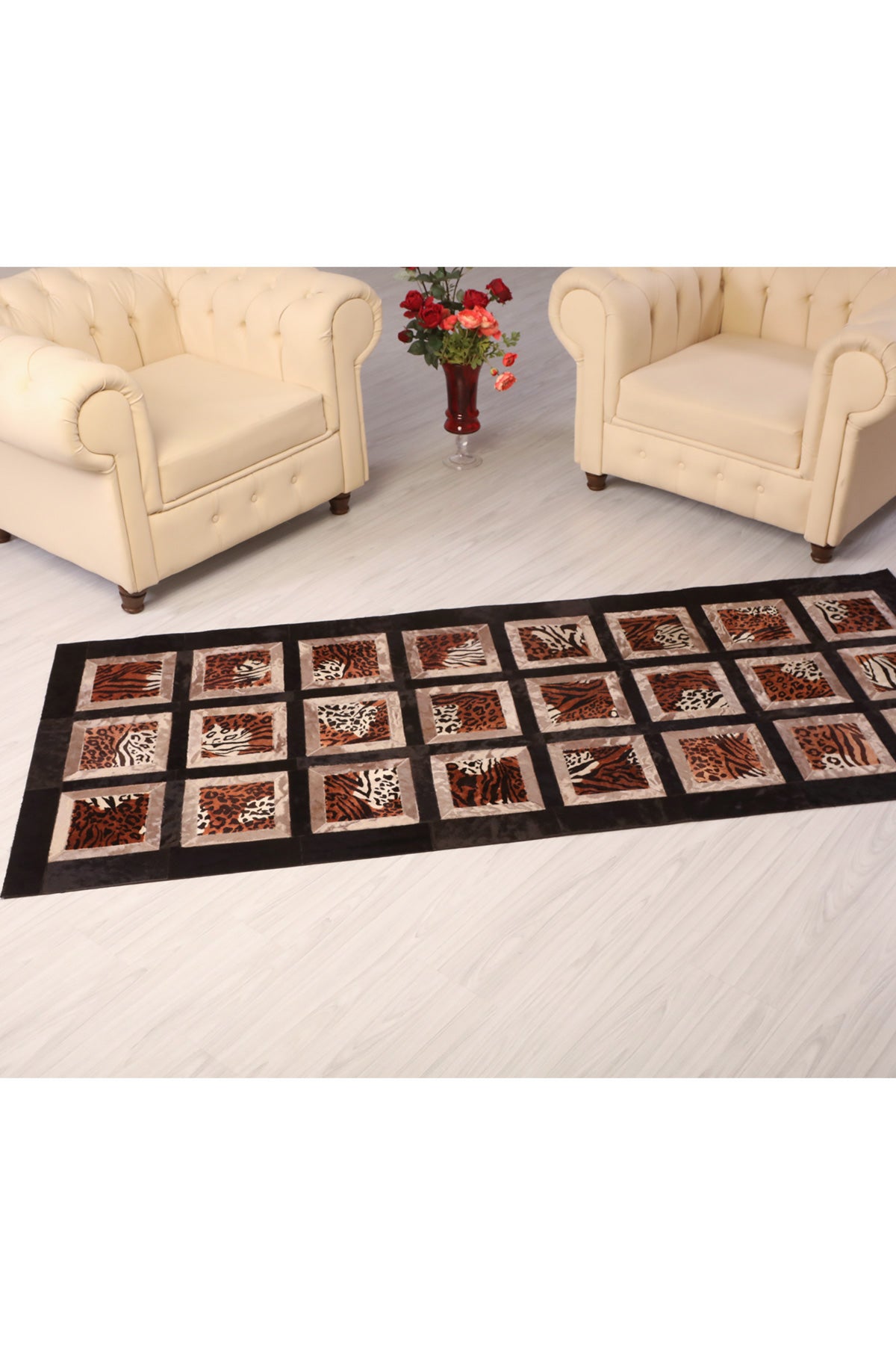 Kaplan Desen Baskılı Deri Yolluk Halı - LEATINN LEATHER WEAR