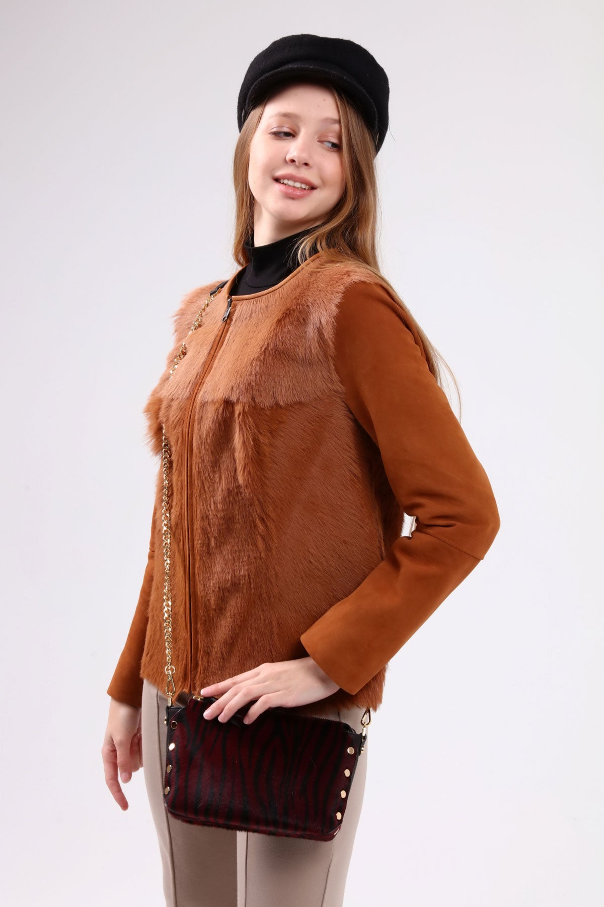 Konyak Kadın Tabi Deri Ceket - LEATINN LEATHER WEAR