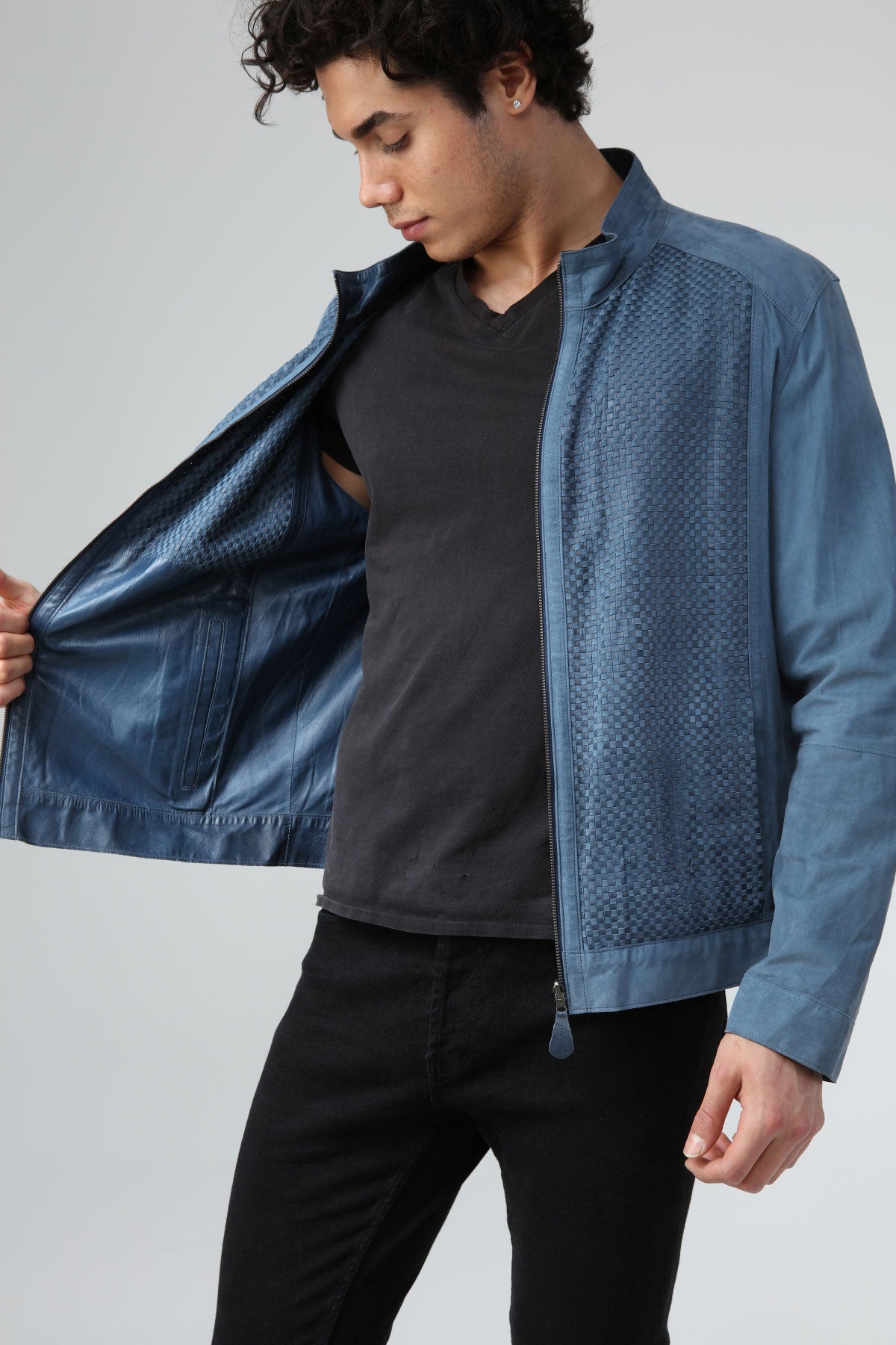 Mavi Erkek Süet Deri Ceket - LEATINN LEATHER WEAR
