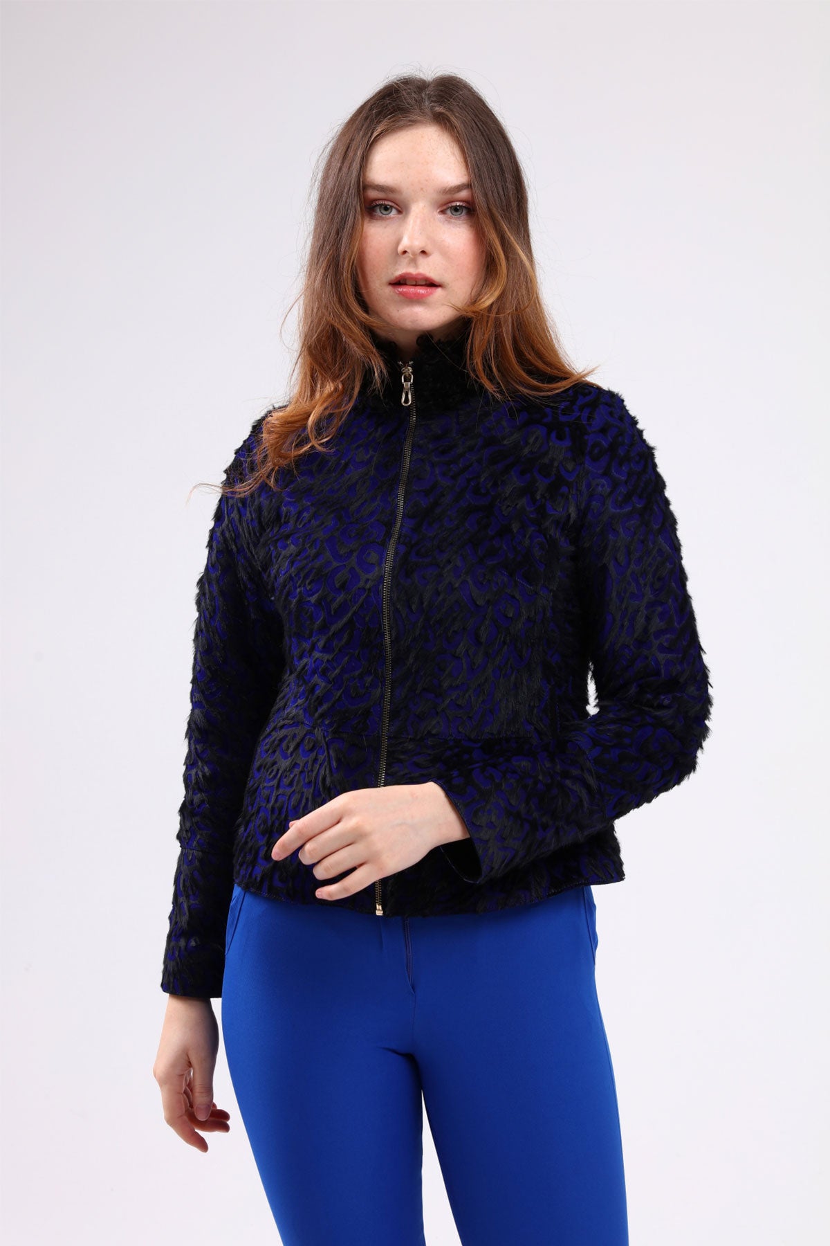 Saks Kadın Leopar Desenli Deri Ceket - LEATINN LEATHER WEAR