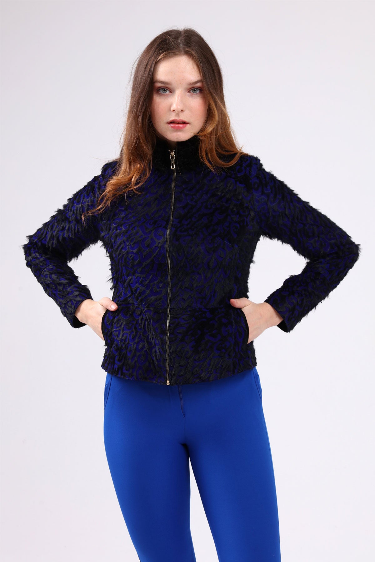 Saks Kadın Leopar Desenli Deri Ceket - LEATINN LEATHER WEAR