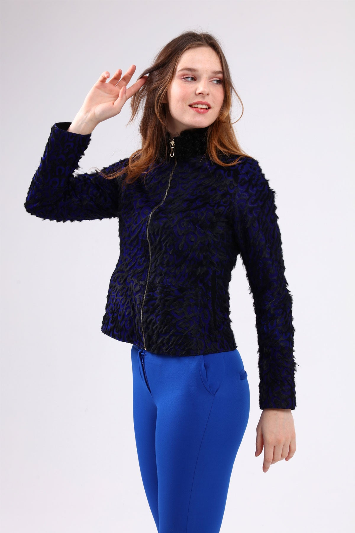Saks Kadın Leopar Desenli Deri Ceket - LEATINN LEATHER WEAR