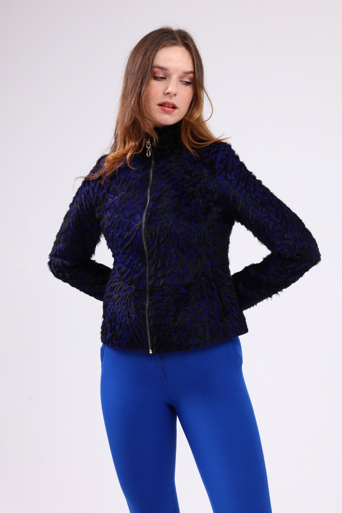 Saks Kadın Leopar Desenli Deri Ceket - LEATINN LEATHER WEAR