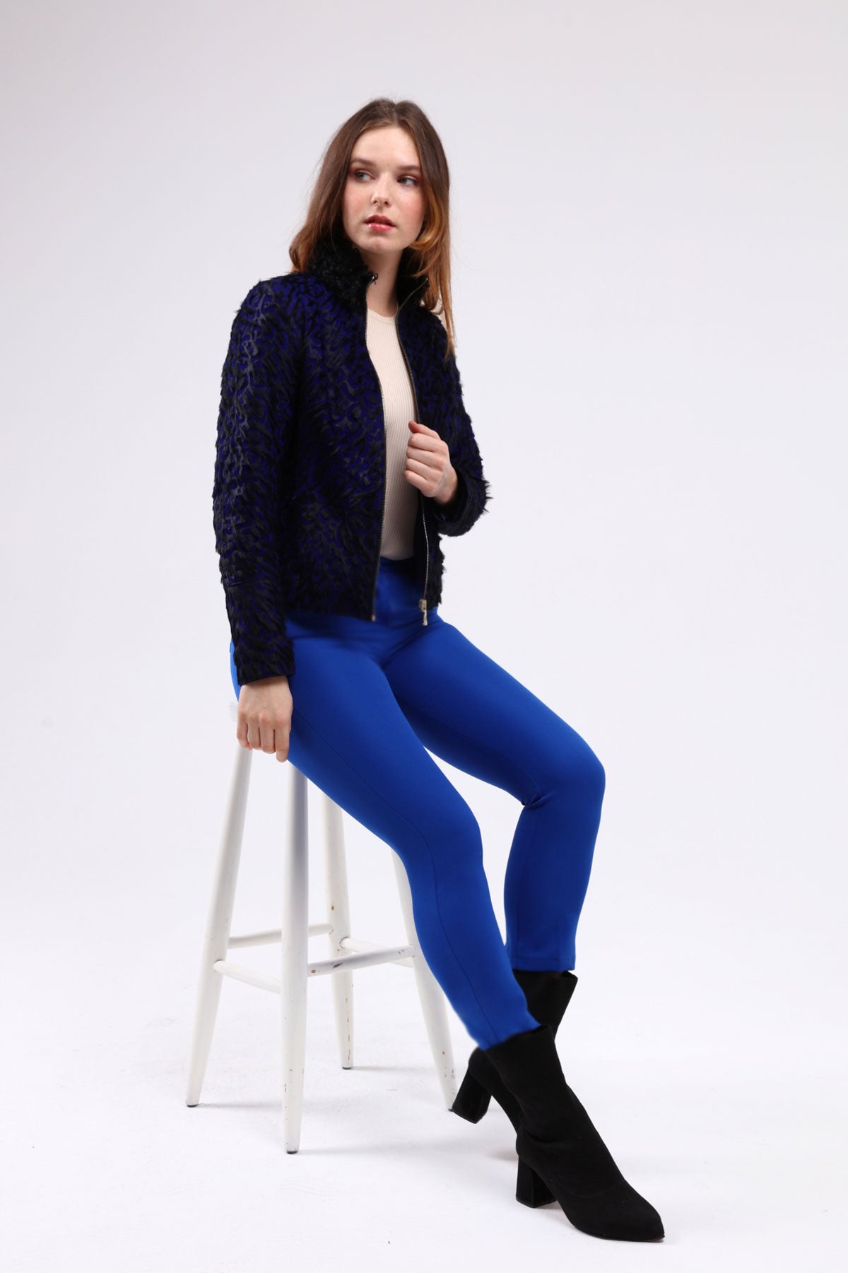 Saks Kadın Leopar Desenli Deri Ceket - LEATINN LEATHER WEAR