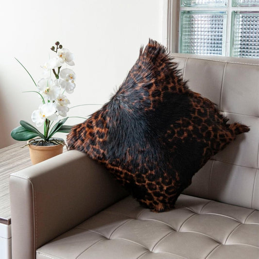 Leopard Printed Leather Pillow