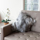 Gray Feathered Leather Pillow
