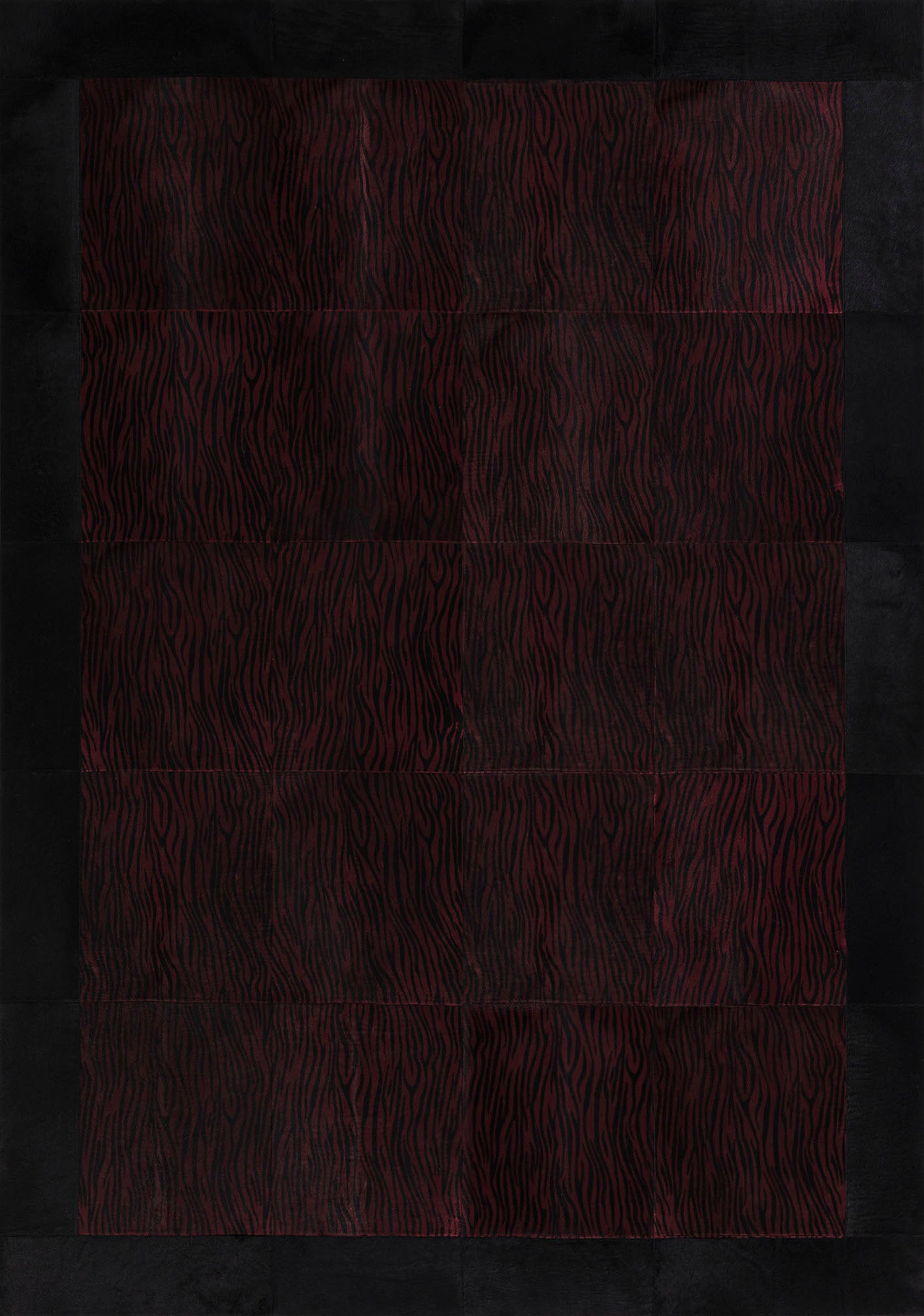 Claret Red Zebra Patterned Leather Carpet