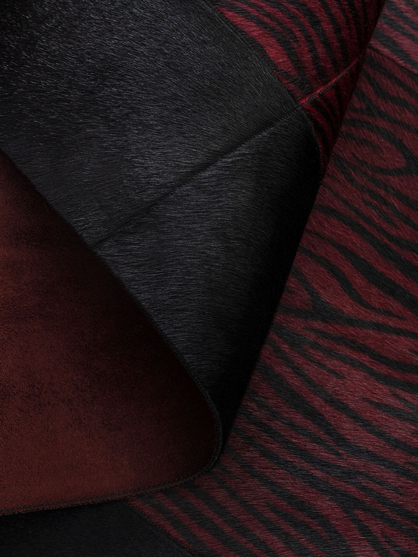 Claret Red Zebra Patterned Leather Carpet