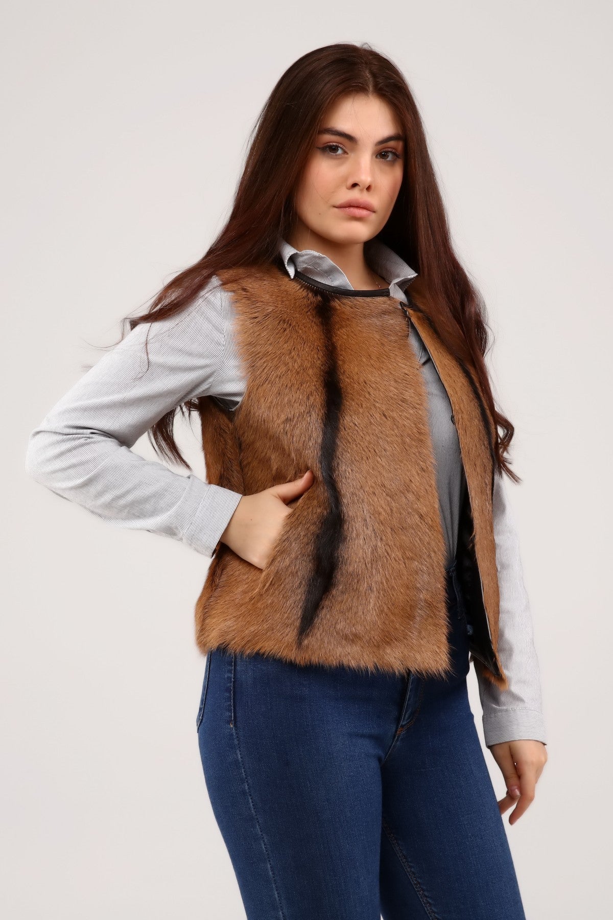 Brown Women's Leather Vest