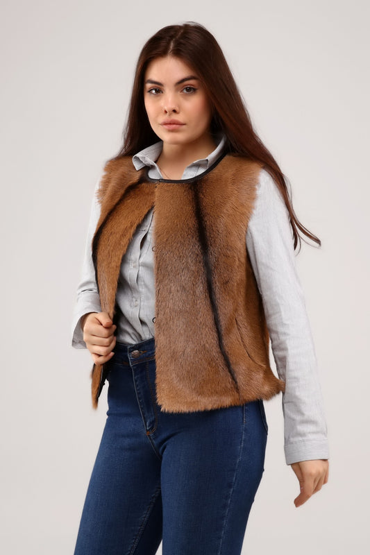 Brown Women's Leather Vest