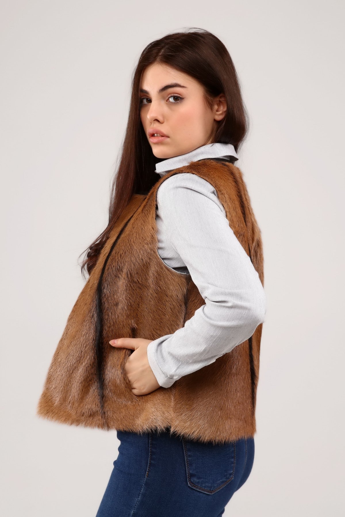 Brown Women's Leather Vest