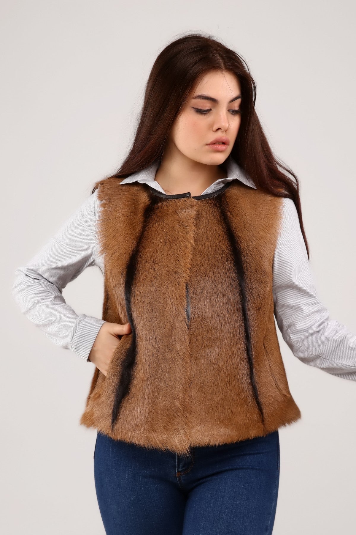 Brown Women's Leather Vest