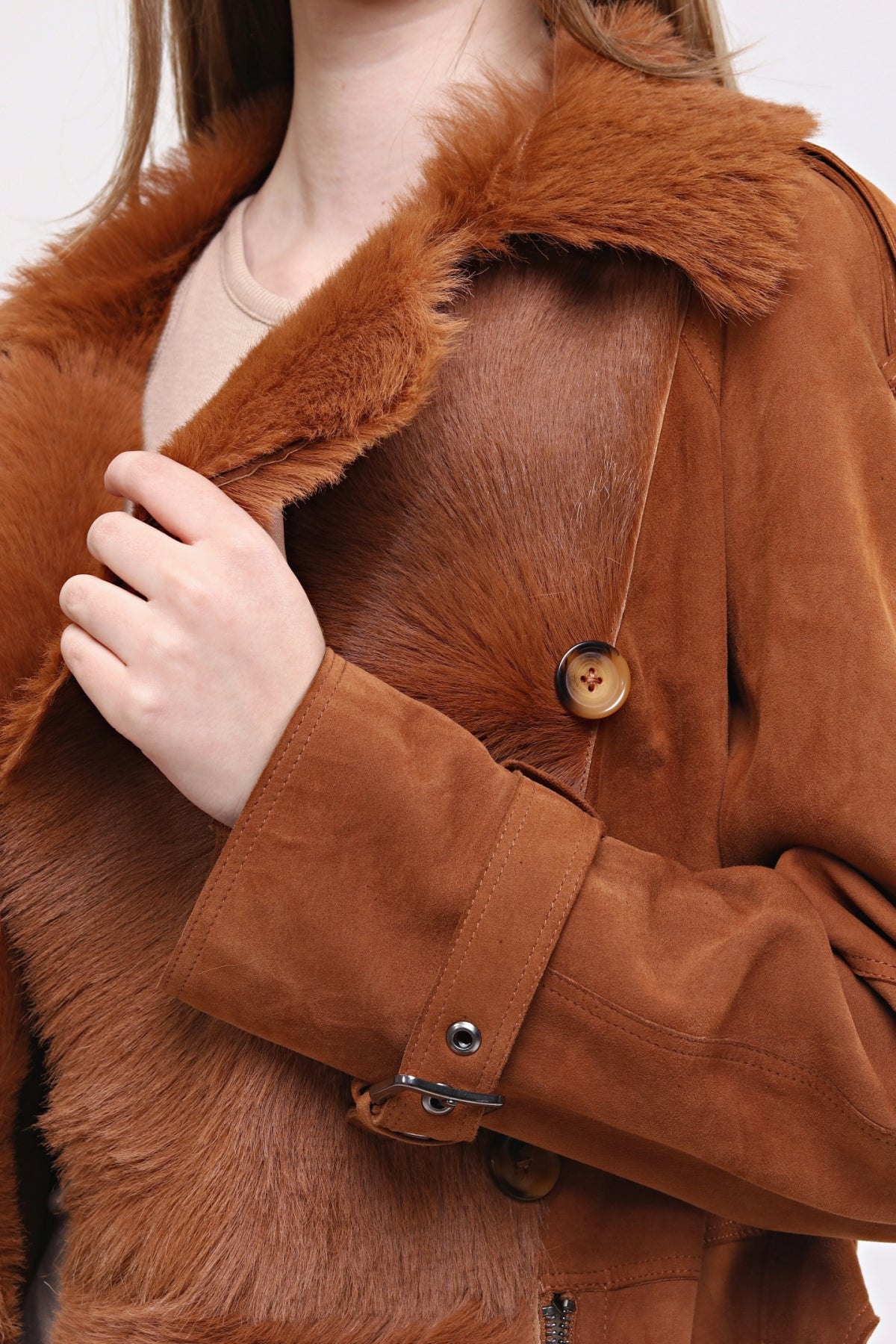 Cognac Women's Natural Leather Coat