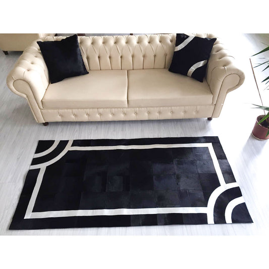 Patterned Brown Leather Runner Carpet