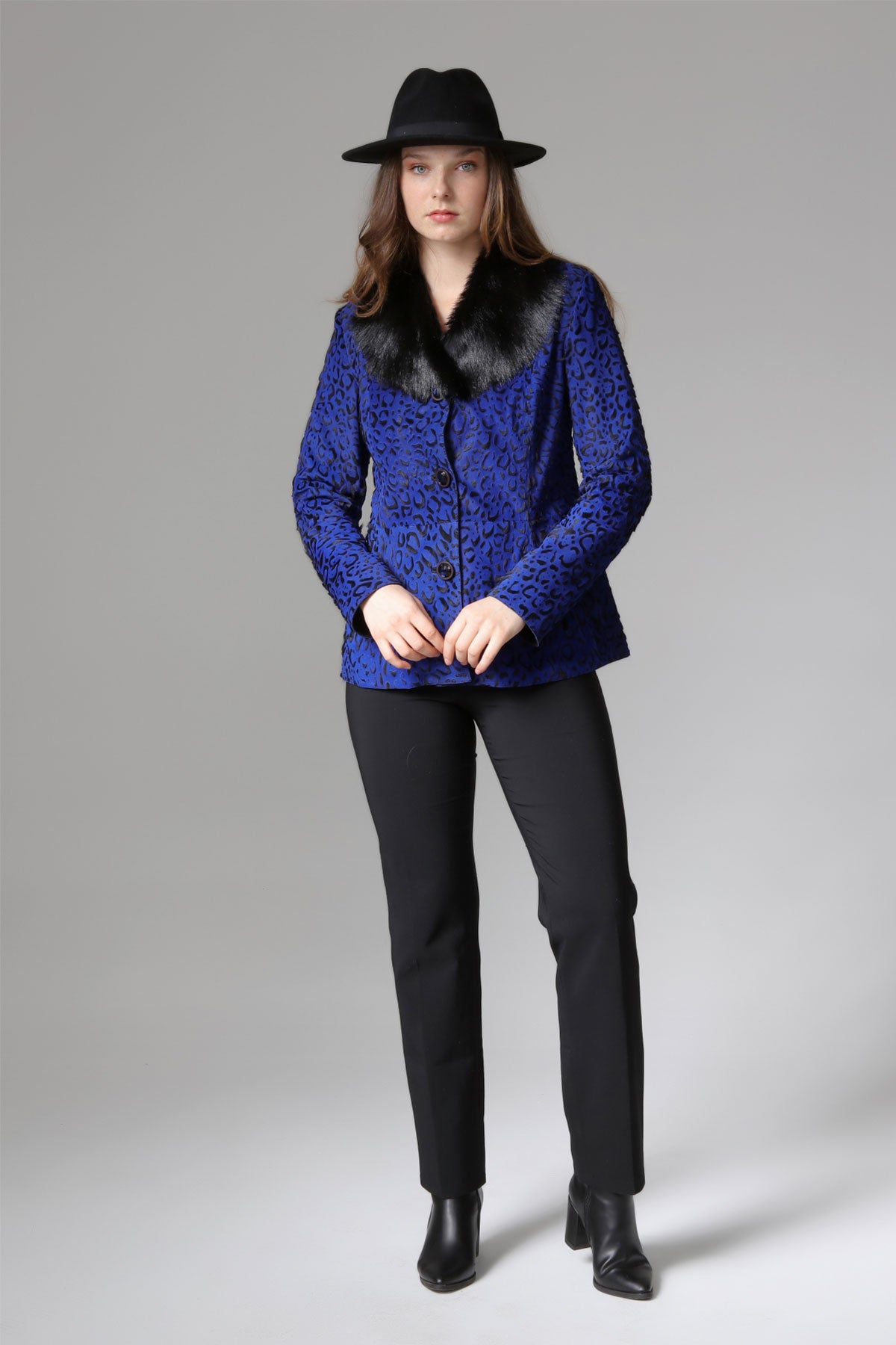 Saks Women's Leopard Patterned Leather Jacket