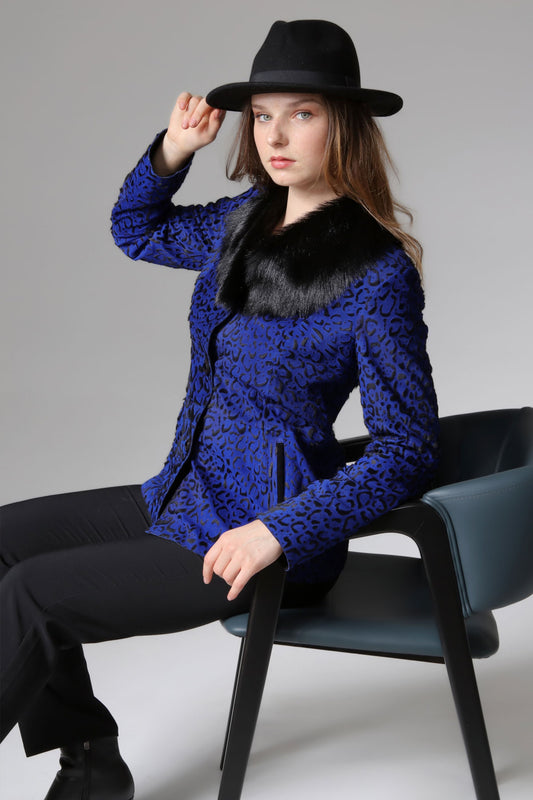 Saks Women's Leopard Patterned Leather Jacket